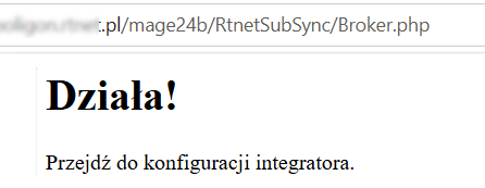Poprawna odpowiedź brokera Magento – komunikat Działa!